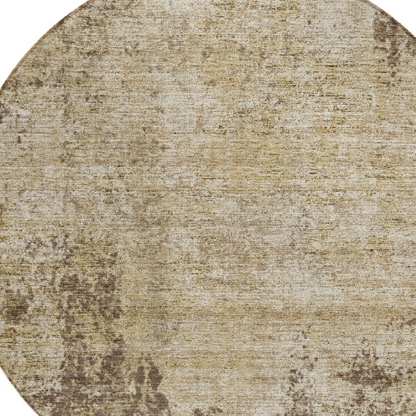 HomeRoots 5' Brown and Beige Abstract Area Rug – Stylish, Washable Design for Indoor and Outdoor Spaces 8' Round 612312