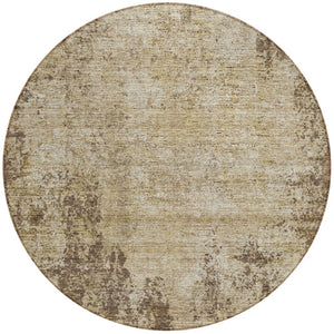 HomeRoots 5' Brown and Beige Abstract Area Rug – Stylish, Washable Design for Indoor and Outdoor Spaces 8' Round 612312