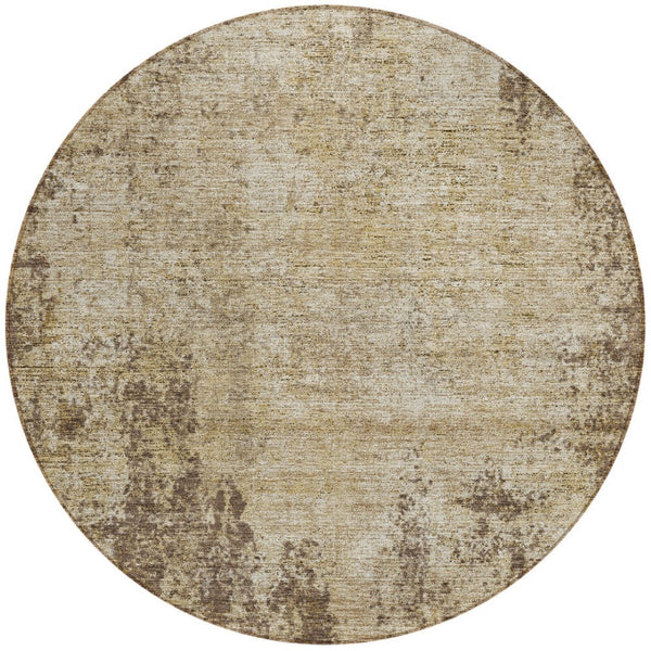HomeRoots 5' Brown and Beige Abstract Area Rug – Stylish, Washable Design for Indoor and Outdoor Spaces 8' Round 612312