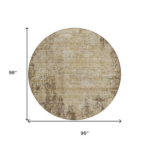 HomeRoots 5' Brown and Beige Abstract Area Rug – Stylish, Washable Design for Indoor and Outdoor Spaces 8' Round 612312