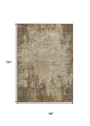 HomeRoots 5' Brown and Beige Abstract Area Rug – Stylish, Washable Design for Indoor and Outdoor Spaces 8' X 10' 612313