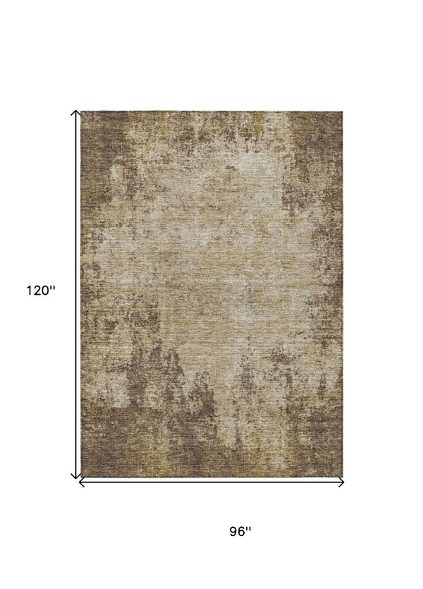 HomeRoots 5' Brown and Beige Abstract Area Rug – Stylish, Washable Design for Indoor and Outdoor Spaces 8' X 10' 612313