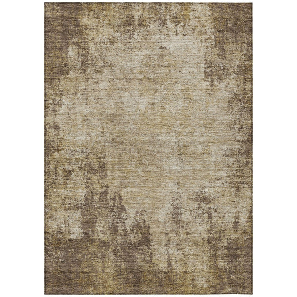 HomeRoots 5' Brown and Beige Abstract Area Rug – Stylish, Washable Design for Indoor and Outdoor Spaces 8' X 10' 612313