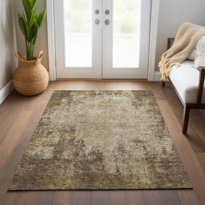 HomeRoots 5' Brown and Beige Abstract Area Rug – Stylish, Washable Design for Indoor and Outdoor Spaces 8' X 10' 612313
