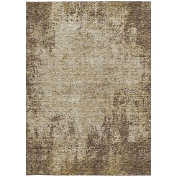 HomeRoots 5' Brown and Beige Abstract Area Rug – Stylish, Washable Design for Indoor and Outdoor Spaces 9' X 12' 612314