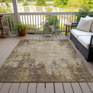 HomeRoots 5' Brown and Beige Abstract Area Rug – Stylish, Washable Design for Indoor and Outdoor Spaces 9' X 12' 612314