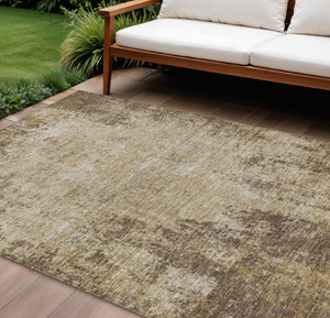 HomeRoots 5' Brown and Beige Abstract Area Rug – Stylish, Washable Design for Indoor and Outdoor Spaces 10' X 14' 612315