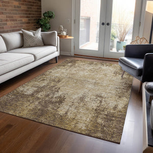 HomeRoots 5' Brown and Beige Abstract Area Rug – Stylish, Washable Design for Indoor and Outdoor Spaces 10' X 14' 612315