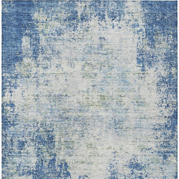 HomeRoots 5' Denim Blue and Ivory Abstract Area Rug - Stylish, Washable, Durable Design for Indoor and Outdoor Use 8' X 10' 612319