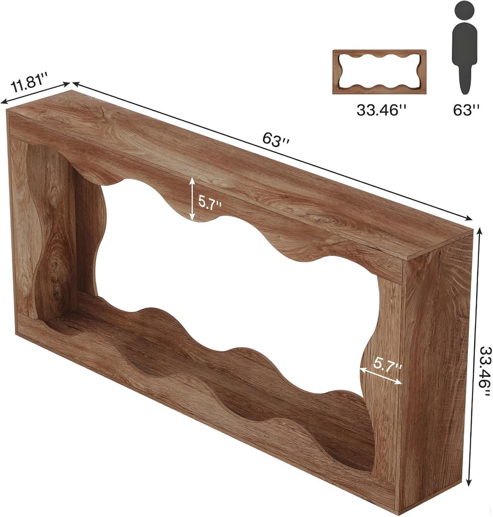 English Elm Wood Solid Fir Console Table Handcrafted Farmhouse Style for Entryway or Sofa Wood T3971P446978