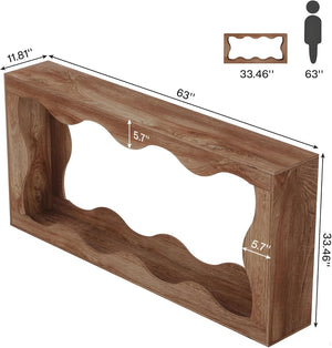 English Elm Wood Solid Fir Console Table Handcrafted Farmhouse Style for Entryway or Sofa Wood T3971P446978