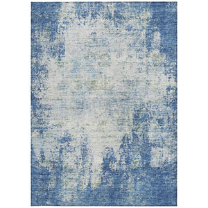 HomeRoots 5' Denim Blue and Ivory Abstract Area Rug - Stylish, Washable, Durable Design for Indoor and Outdoor Use 9' X 12' 612320