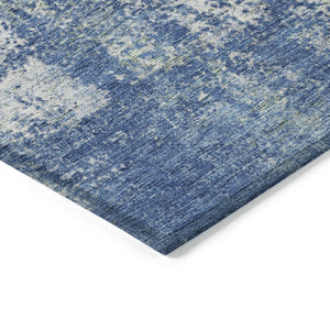 HomeRoots 5' Denim Blue and Ivory Abstract Area Rug - Stylish, Washable, Durable Design for Indoor and Outdoor Use 9' X 12' 612320