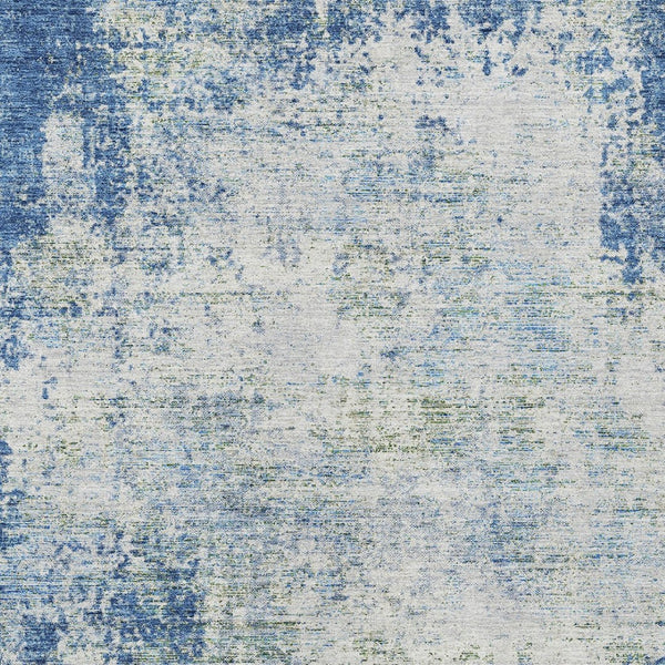HomeRoots 5' Denim Blue and Ivory Abstract Area Rug - Stylish, Washable, Durable Design for Indoor and Outdoor Use 10' X 14' 612321