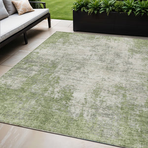 HomeRoots 5' Green and Ivory Abstract Area Rug – Stylish, Washable Design for Indoor and Outdoor Spaces 5' X 8' 612323