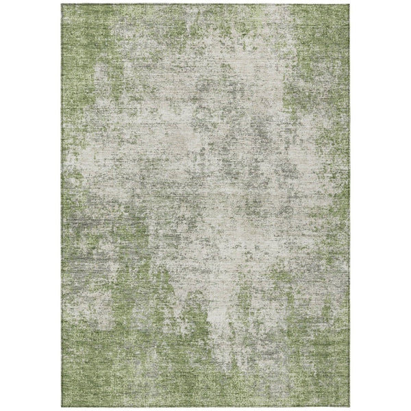 HomeRoots 5' Green and Ivory Abstract Area Rug – Stylish, Washable Design for Indoor and Outdoor Spaces 5' X 8' 612323