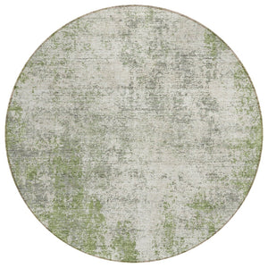 HomeRoots 5' Green and Ivory Abstract Area Rug – Stylish, Washable Design for Indoor and Outdoor Spaces 8' Round 612324