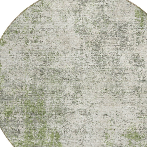 HomeRoots 5' Green and Ivory Abstract Area Rug – Stylish, Washable Design for Indoor and Outdoor Spaces 8' Round 612324