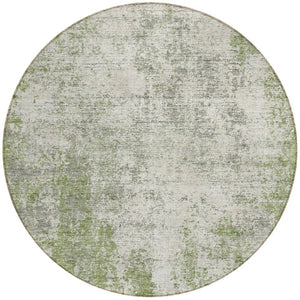 HomeRoots 5' Green and Ivory Abstract Area Rug – Stylish, Washable Design for Indoor and Outdoor Spaces 8' Round 612324