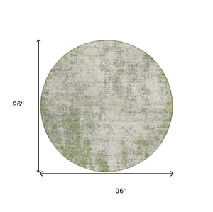 HomeRoots 5' Green and Ivory Abstract Area Rug – Stylish, Washable Design for Indoor and Outdoor Spaces 8' Round 612324