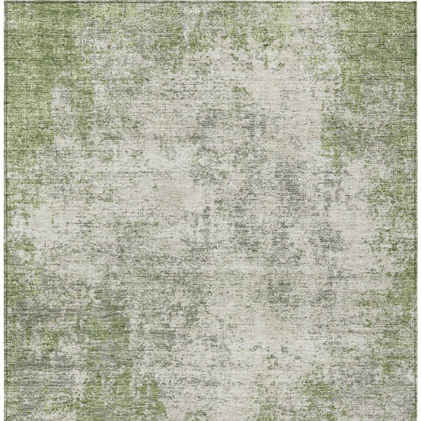 HomeRoots 5' Green and Ivory Abstract Area Rug – Stylish, Washable Design for Indoor and Outdoor Spaces 8' X 10' 612325