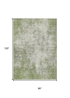 HomeRoots 5' Green and Ivory Abstract Area Rug – Stylish, Washable Design for Indoor and Outdoor Spaces 8' X 10' 612325