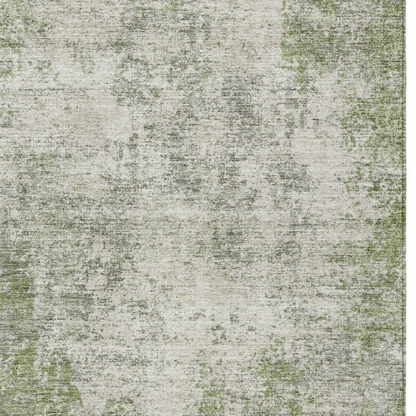 HomeRoots 5' Green and Ivory Abstract Area Rug – Stylish, Washable Design for Indoor and Outdoor Spaces 8' X 10' 612325