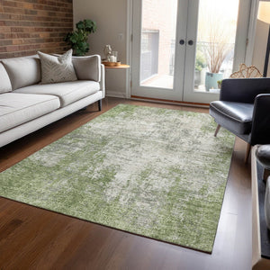 HomeRoots 5' Green and Ivory Abstract Area Rug – Stylish, Washable Design for Indoor and Outdoor Spaces 8' X 10' 612325