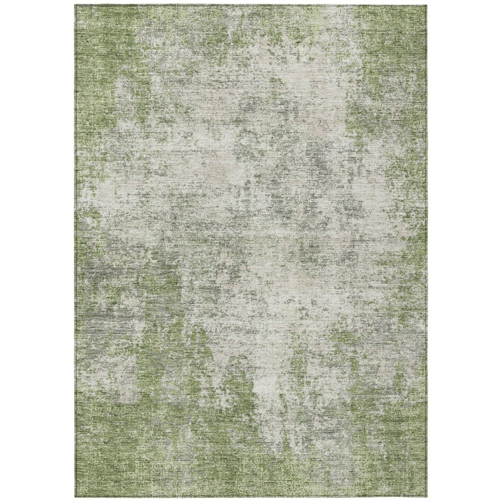 HomeRoots 5' Green and Ivory Abstract Area Rug – Stylish, Washable Design for Indoor and Outdoor Spaces 9' X 12' 612326