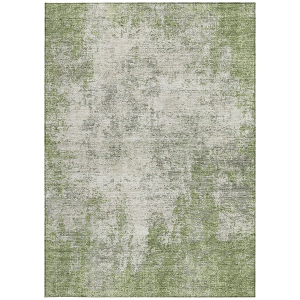 HomeRoots 5' Green and Ivory Abstract Area Rug – Stylish, Washable Design for Indoor and Outdoor Spaces 10' X 14' 612327
