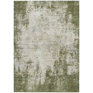 HomeRoots 5' Olive Green and Ivory Abstract Area Rug - Stylish, Washable, Indoor/Outdoor Design for Versatility 5' X 8' 612335