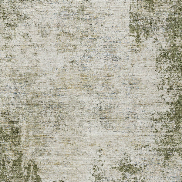 HomeRoots 5' Olive Green and Ivory Abstract Area Rug - Stylish, Washable, Indoor/Outdoor Design for Versatility 5' X 8' 612335