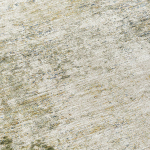 HomeRoots 5' Olive Green and Ivory Abstract Area Rug - Stylish, Washable, Indoor/Outdoor Design for Versatility 8' Round 612336