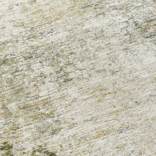 HomeRoots 5' Olive Green and Ivory Abstract Area Rug - Stylish, Washable, Indoor/Outdoor Design for Versatility 8' Round 612336