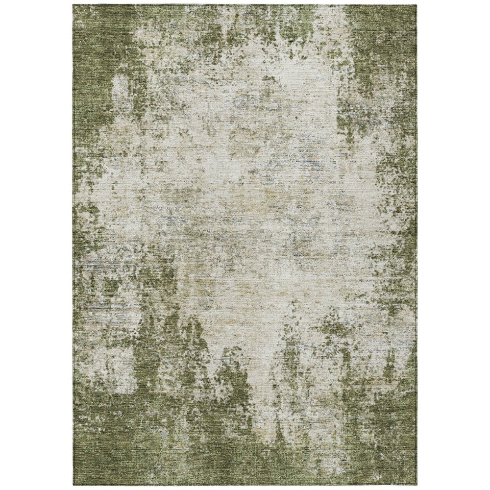 HomeRoots 5' Olive Green and Ivory Abstract Area Rug - Stylish, Washable, Indoor/Outdoor Design for Versatility 8' X 10' 612337