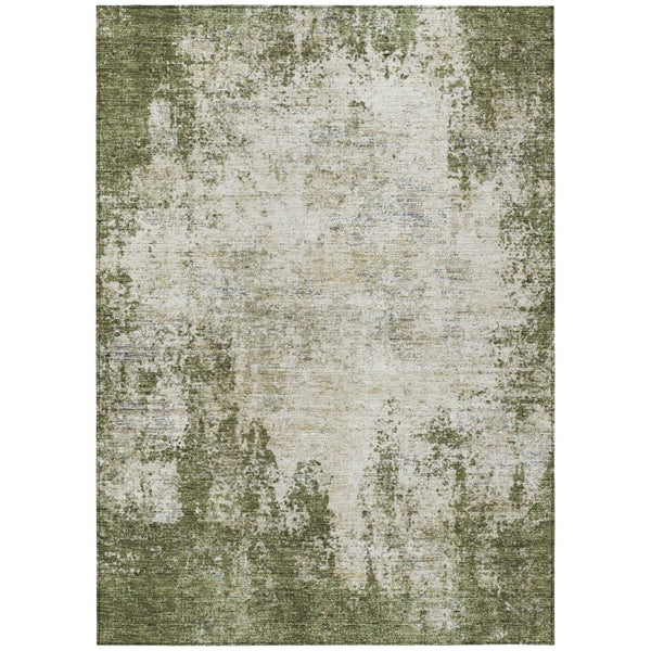 HomeRoots 5' Olive Green and Ivory Abstract Area Rug - Stylish, Washable, Indoor/Outdoor Design for Versatility 8' X 10' 612337
