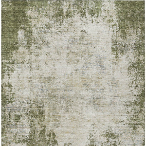 HomeRoots 5' Olive Green and Ivory Abstract Area Rug - Stylish, Washable, Indoor/Outdoor Design for Versatility 8' X 10' 612337