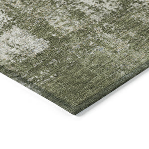 HomeRoots 5' Olive Green and Ivory Abstract Area Rug - Stylish, Washable, Indoor/Outdoor Design for Versatility 9' X 12' 612338