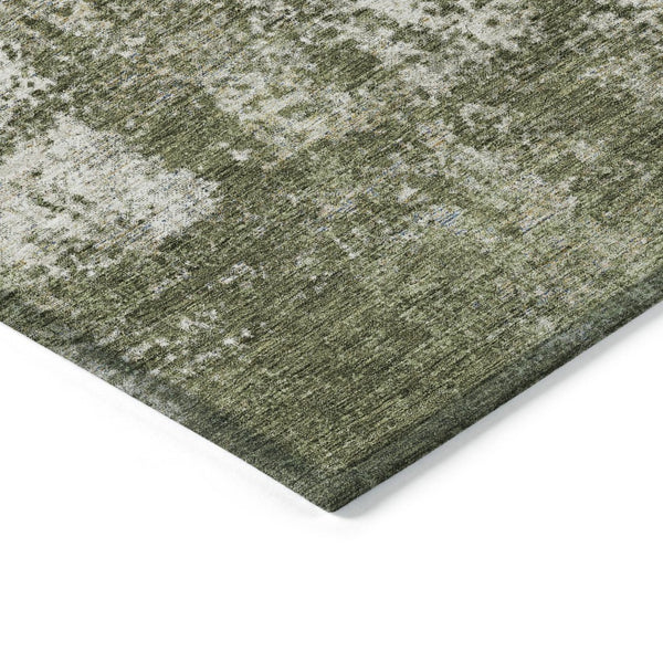 HomeRoots 5' Olive Green and Ivory Abstract Area Rug - Stylish, Washable, Indoor/Outdoor Design for Versatility 9' X 12' 612338