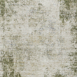 HomeRoots 5' Olive Green and Ivory Abstract Area Rug - Stylish, Washable, Indoor/Outdoor Design for Versatility 9' X 12' 612338