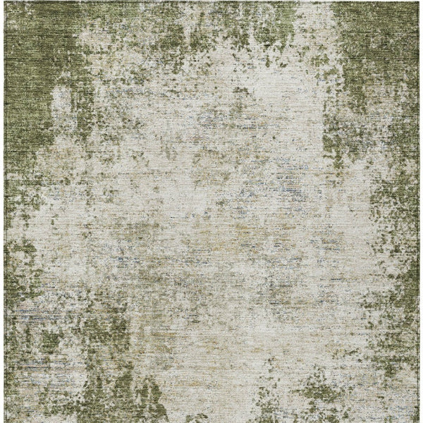 HomeRoots 5' Olive Green and Ivory Abstract Area Rug - Stylish, Washable, Indoor/Outdoor Design for Versatility 10' X 14' 612339