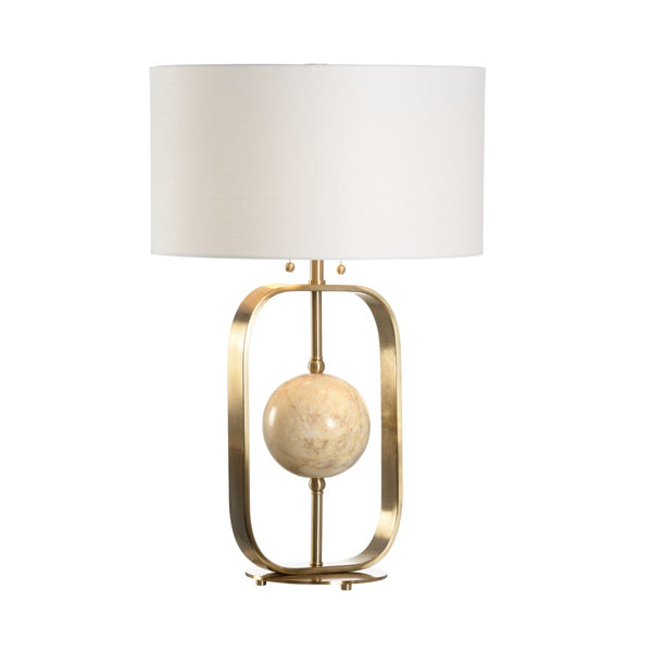 Wildwood Milazzo Elegant Table Lamp With Calacatta Gold Marble Orb, Coffee Bronze Base And Linen Shade, 28.5" 61234