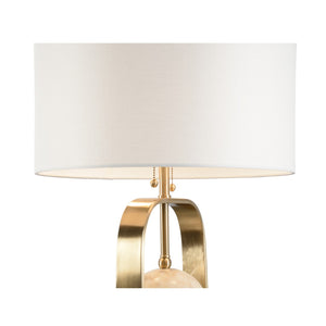 Wildwood Milazzo Elegant Table Lamp With Calacatta Gold Marble Orb, Coffee Bronze Base And Linen Shade, 28.5" 61234