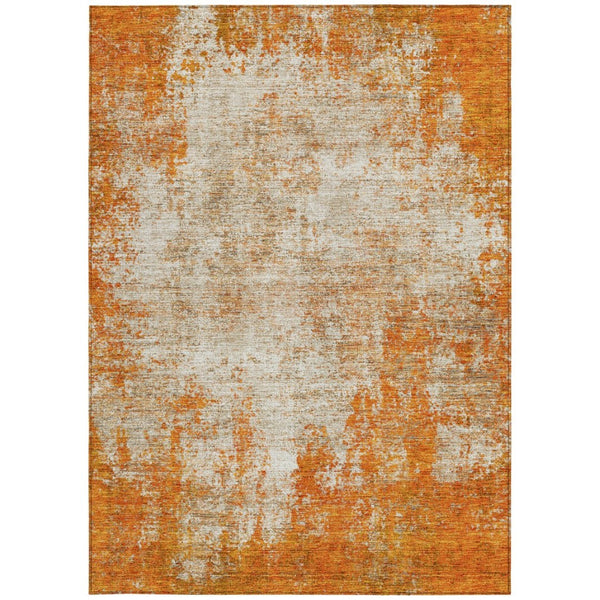 HomeRoots 5' Bold Orange and Ivory Abstract Area Rug - Washable, Durable, Stylish for Indoor/Outdoor Spaces 5' X 8' 612341