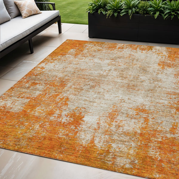 HomeRoots 5' Bold Orange and Ivory Abstract Area Rug - Washable, Durable, Stylish for Indoor/Outdoor Spaces 5' X 8' 612341