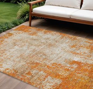 HomeRoots 5' Bold Orange and Ivory Abstract Area Rug - Washable, Durable, Stylish for Indoor/Outdoor Spaces 9' X 12' 612344