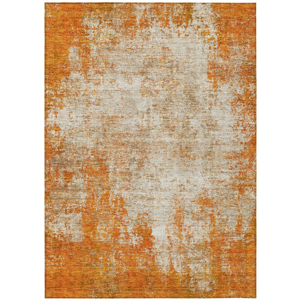 HomeRoots 5' Bold Orange and Ivory Abstract Area Rug - Washable, Durable, Stylish for Indoor/Outdoor Spaces 9' X 12' 612344