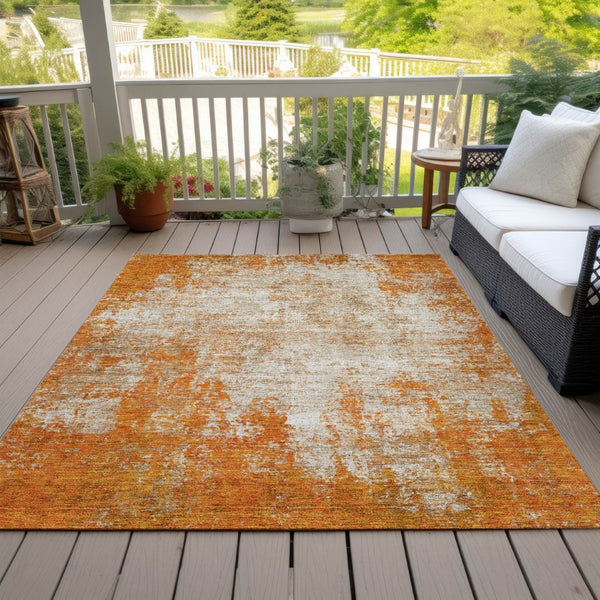 HomeRoots 5' Bold Orange and Ivory Abstract Area Rug - Washable, Durable, Stylish for Indoor/Outdoor Spaces 10' X 14' 612345