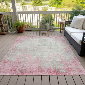 HomeRoots 5' Pink and Ivory Abstract Area Rug - Stylish, Washable, Indoor/Outdoor Durable Design for Any Space 5' X 8' 612347