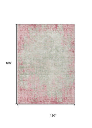 HomeRoots 5' Pink and Ivory Abstract Area Rug - Stylish, Washable, Indoor/Outdoor Durable Design for Any Space 10' X 14' 612351
